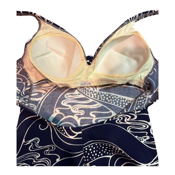 American vintage Jantzen retro pin up Swimsuit navy white floral size large - Picture 11 of 12